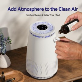Purificadores de Ar para Casa Quarto 3 em 1 Filtro HEPA para Animais de Estimação Pelos Pó Pólen Fumaça Odores Limpeza de Ar Silenciosa com Modo de Dormir Temporizador de 12H Luz Noturna Aromaterapia Bloqueio de Segurança Branco