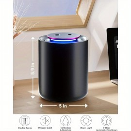 Humidificador Portátil Pequeno, 50.72oz Humidificadores Pequenos para Berçário, 1800mAh USB Humidificadores Portáteis Pessoais Mini para Viagem, Escritório, Carro, Casa, Desligamento Automático, 3 Modos de Névoa, Super Silencioso, Preto