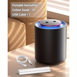 Humidificador Portátil Pequeno, 50.72oz Humidificadores Pequenos para Berçário, 1800mAh USB Humidificadores Portáteis Pessoais Mini para Viagem, Escritório, Carro, Casa, Desligamento Automático, 3 Modos de Névoa, Super Silencioso, Preto