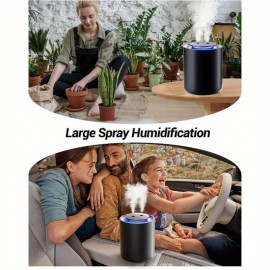 Humidificador Portátil Pequeno, 50.72oz Humidificadores Pequenos para Berçário, 1800mAh USB Humidificadores Portáteis Pessoais Mini para Viagem, Escritório, Carro, Casa, Desligamento Automático, 3 Modos de Névoa, Super Silencioso, Preto