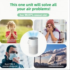 Purificador de Ar Doméstico, Purificador Portátil com Alça para Remoção de Fragrâncias e Odores, Purificador de Ar Portátil com Modo Sono e Controle de Velocidade, Adequado para Quartos, Escritórios, Salas de Estar e Aromaterapia Caseira