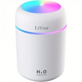 Umidificador Colorido Mini Cool, Umidificador de Mesa USB para Carro, Escritório, Quarto, etc. Desligamento Automático, 2 Modos de Névoa, Super Silencioso (Branco)