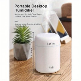 Umidificador Colorido Mini Cool, Umidificador de Mesa USB para Carro, Escritório, Quarto, etc. Desligamento Automático, 2 Modos de Névoa, Super Silencioso (Branco)