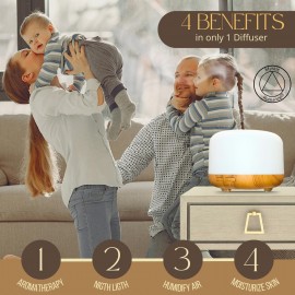 500ml Premium, difusor de óleo essencial com controle remoto, 5 em 1 ultrassônico, aromaterapia, fragrância, umidificador, vaporizador, temporizador e interruptor automático