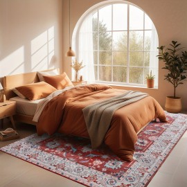 Tapete Retro, Tapete de Sala de Estar Bohemian, Tapete de Estilo Étnico, Forte Absorção de Água, Resistente à Sujeira, Sem Perda de Fibras, Decoração de Férias, Adequado para Quarto, Hotel, Homestay, Restaurante, Sala de Estar, Presente, Casa