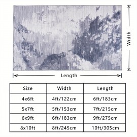 Tapete Antiderrapante Lavável à Máquina - Design Tribal Abstrato Bohemio em Azul e Branco, Mistura Durável de TPR & Poliéster, Tamanhos Grandes até 2.16m² para Sala de Estar, Quarto, Escritório, Entrada da Varanda Decoração de Casa, Tapete Lavável