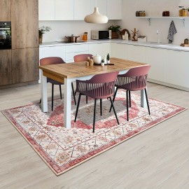 Tapete Boho Tribal Falso Peludo - Antiderrapante Lavável à Máquina com Design Vibrante Vermelho/Bege/Laranja/Branco/Cinza/Preta, Mistura de TPR e Poliéster Durável para Sala, Quarto, Escritório, Entrada da Varanda, Decoração de Casa, Tapetes Florais para 