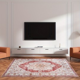 Tapete Boho Tribal Falso Peludo - Antiderrapante Lavável à Máquina com Design Vibrante Vermelho/Bege/Laranja/Branco/Cinza/Preta, Mistura de TPR e Poliéster Durável para Sala, Quarto, Escritório, Entrada da Varanda, Decoração de Casa, Tapetes Florais para 