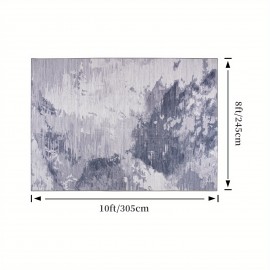 Tapete de área com padrão abstrato - Felpudo e lavável com base antiderrapante, elegante tapete de baixa pilha para espaços de vida, cozinha e entrada (Azul/Cinza) | 4x6, 5x7, 6x9
