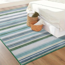 Tapete Listrado Vintage, Tapete de Pelo Curto 5x8/6×9 Pés, Vermelho/Cinza/Azul/Verde, Lavável e Antiderrapante, Estampa Retrô Listrada, Ideal para Sala de Jantar, Quarto ou Presente de Casamento, Decoração para Casa