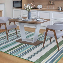 Tapete Listrado Vintage, Tapete de Pelo Curto 5x8/6×9 Pés, Vermelho/Cinza/Azul/Verde, Lavável e Antiderrapante, Estampa Retrô Listrada, Ideal para Sala de Jantar, Quarto ou Presente de Casamento, Decoração para Casa