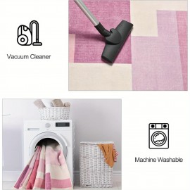 Tapete moderno geométrico rosa, 5X8/ 6X9/ 8X10/ 9X12 Pés, Tapete grande para sala de estar, Adequado para sala de estar, quarto, escritório e entrada da porta da frente, Presente perfeito, Decoração de casa