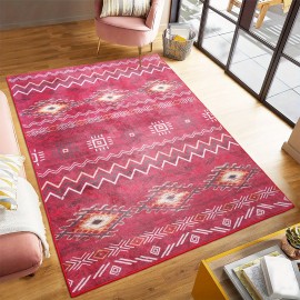 Tapete interior, tapete estampado, tapete vintage de textura lavável na máquina, fundo TPR, tapete estilo boémio, tapete tribal de cozinha boémio, tapete retro, adequado para sala de estar, quarto, escritório e entrada da porta da frente do porão, casa
