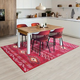 Tapete interior, tapete estampado, tapete vintage de textura lavável na máquina, fundo TPR, tapete estilo boémio, tapete tribal de cozinha boémio, tapete retro, adequado para sala de estar, quarto, escritório e entrada da porta da frente do porão, casa