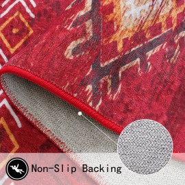 Tapete interior, tapete estampado, tapete vintage de textura lavável na máquina, fundo TPR, tapete estilo boémio, tapete tribal de cozinha boémio, tapete retro, adequado para sala de estar, quarto, escritório e entrada da porta da frente do porão, casa