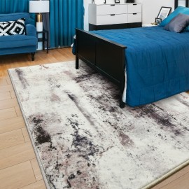 Tapete Moderno Abstrato Marrom Lavável à Máquina de 9x11 Pés para Sala de Estar, Tapete Grande Antiderrapante de Baixo Pelo para Quarto, Fazenda, Sala de Jantar, 5x8, 7x10 Pés