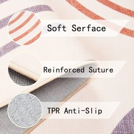 Tapete geométrico moderno - Anti-deslizante, lavável à máquina, design inspirado na vintage em azul, rosa e branco - Perfeito para decoração de sala de estar, quarto, escritório e entrada, tapetes para sala de estar.