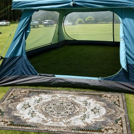 Tapete de área lavável 8x10 pés, grande tapete de chão para exterior e interior, RV, pátio, quintal, deck, piquenique, praia, acampamento, cobertura tradicional de piso dobrável e fino