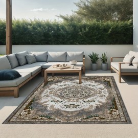 Tapete de área lavável 8x10 pés, grande tapete de chão para exterior e interior, RV, pátio, quintal, deck, piquenique, praia, acampamento, cobertura tradicional de piso dobrável e fino