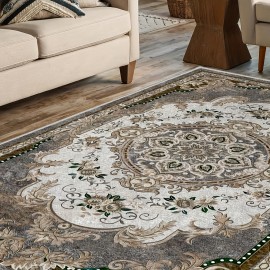 Tapete de área lavável 8x10 pés, grande tapete de chão para exterior e interior, RV, pátio, quintal, deck, piquenique, praia, acampamento, cobertura tradicional de piso dobrável e fino