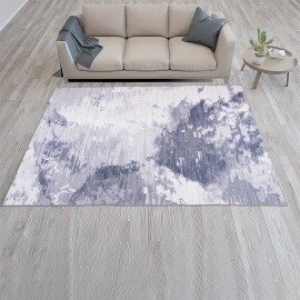 Tapetes abstratos modernos para sala de estar, tapete de área lavável à máquina com base antiderrapante para quarto, cobertura de piso macia, tapete contemporâneo para entrada, cozinha, escritório em casa, azul, cinzento, 4x6, 5x7, 6x9