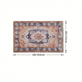 Tapete Bohemio Tribal Falso Peludo Estampado - Antiderrapante e Lavável à Máquina, Design Tradicional com Cores Vibrantes, Mistura de TPR e Poliéster Durável para Sala, Quarto, Escritório ou Entrada, Decoração Bohemia para Casa, Melhora o Ambiente do Quar