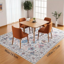 Tapete Vintage de Imitação de Caxemira, Tapete Estilo Bohemio para Sala de Estar, Absorção Forte de Água, Sem Soltura, Decoração Festiva Adequado para Quarto, Hotel, Restaurante, Presente, Decoração Doméstica