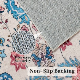 Tapete Vintage de Imitação de Caxemira, Tapete Estilo Bohemio para Sala de Estar, Absorção Forte de Água, Sem Soltura, Decoração Festiva Adequado para Quarto, Hotel, Restaurante, Presente, Decoração Doméstica