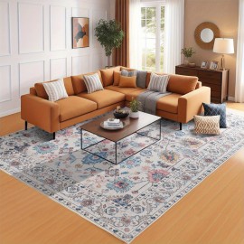 Tapete Vintage de Imitação de Caxemira, Tapete Estilo Bohemio para Sala de Estar, Absorção Forte de Água, Sem Soltura, Decoração Festiva Adequado para Quarto, Hotel, Restaurante, Presente, Decoração Doméstica