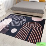 Tapete Moderno Geométrico - Antiderrapante e Lavável na Máquina com Base de Borracha, Design Abstrato Preto/Branco/Cinza/Bege/Rosa para Sala, Quarto, Cozinha, Escritório ou Entrada, Decoração para Casa, Tapetes Antideslizantes