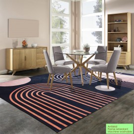 Tapete Moderno Geométrico - Antiderrapante e Lavável na Máquina com Base de Borracha, Design Abstrato Preto/Branco/Cinza/Bege/Rosa para Sala, Quarto, Cozinha, Escritório ou Entrada, Decoração para Casa, Tapetes Antideslizantes