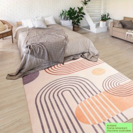 Tapete Moderno Geométrico - Antiderrapante e Lavável na Máquina com Base de Borracha, Design Abstrato Preto/Branco/Cinza/Bege/Rosa para Sala, Quarto, Cozinha, Escritório ou Entrada, Decoração para Casa, Tapetes Antideslizantes