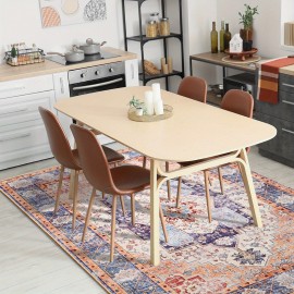 Tapete Boho Tribal Falso Peludo Estampado - Antiderrapante e Lavável à Máquina, Design Tradicional em Vermelho/Bege/Marrom/Laranja/Branco, Mistura de TPR e Poliéster Durável para Sala, Quarto, Escritório ou Entrada, Decoração Vintage, Textura Macia, Tapet