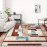Tapete moderno de pilha baixa super macio vermelho, 5X8/ 6X9/ 8X10/ 9X12 pés, tapete de padrão geométrico de patchwork para sala de estar, tapete de interior lavável e antiderrapante para quarto, tapete colorido abstrato para decoração de casa