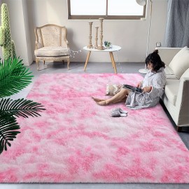 Tapete felpudo extra grande, moderno para sala de estar e quarto, tapete de alto pelo macio para sala de brincar, sala de aula e decoração de casa, cor-de-rosa