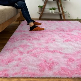 Tapete felpudo extra grande, moderno para sala de estar e quarto, tapete de alto pelo macio para sala de brincar, sala de aula e decoração de casa, cor-de-rosa