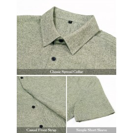 Camisa Masculina Casual de Manga Curta para Verão, Camisa de Linho para Praia e Férias