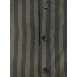 Camisa Casual Masculina de Verão Listrada - Manga Curta Leve com Botões, Listras Vermelhas e Brancas, Corte Regular, 95% Poliéster 5% Elastano, Tecido Respirável 119gsm, Lavável à Máquina para Escritório e Uso Semi-Formal, Gola Clássica, Conforto Elástico