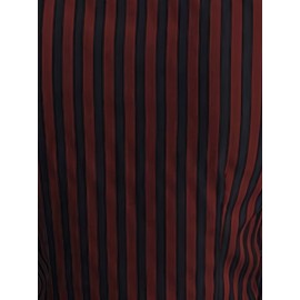 Camisa Casual Masculina de Verão Listrada - Manga Curta Leve com Botões, Listras Vermelhas e Brancas, Corte Regular, 95% Poliéster 5% Elastano, Tecido Respirável 119gsm, Lavável à Máquina para Escritório e Uso Semi-Formal, Gola Clássica, Conforto Elástico