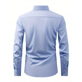 Camisas sociais masculinas com botões, casuais, de cor sólida, básicas, de manga longa, roupas de primavera para férias na praia, moda de rua