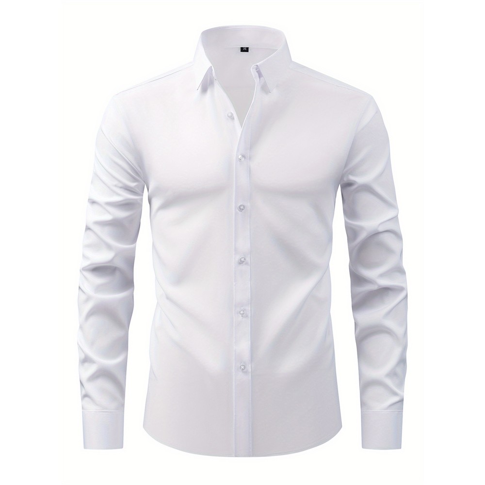 Camisas sociais masculinas com botões, casuais, de cor sólida, básicas, de manga longa, roupas de primavera para férias na praia, moda de rua