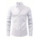 Camisas sociais masculinas com botões, casuais, de cor sólida, básicas, de manga longa, roupas de primavera para férias na praia, moda de rua