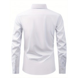 Camisas sociais masculinas com botões, casuais, de cor sólida, básicas, de manga longa, roupas de primavera para férias na praia, moda de rua