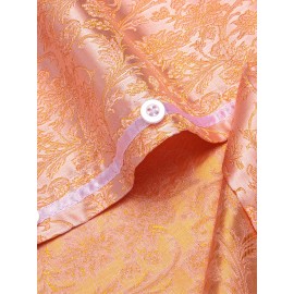 Camisa Masculina com Estampa Paisley, Camisa Elegante de Manga Comprida com Gola e Botões para Festa/Casamento/Baile Formal