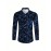 Camisa Social Masculina de Manga Longa com Estampa Floral Azul - Gola Pontuda e Fechamento de Um Botão, Lavável à Máquina para Primavera/Outono, Uso Casual ou Formal, Vestuário de Outono, Tecido Não Transparente, Material Durável, Design Clássico, Moda Ma