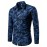 Camisa Social Masculina de Manga Longa com Estampa Floral Azul - Gola Pontuda e Fechamento de Um Botão, Lavável à Máquina para Primavera/Outono, Uso Casual ou Formal, Vestuário de Outono, Tecido Não Transparente, Material Durável, Design Clássico, Moda Ma