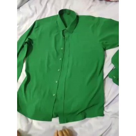 Camisas de vestir masculinas, sólidas, de manga comprida, elásticas, sem rugas, camisa formal, camisas de botão casual para negócios