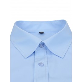 Camisas de vestir masculinas, sólidas, de manga comprida, elásticas, sem rugas, camisa formal, camisas de botão casual para negócios