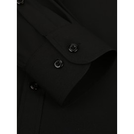 Camisas de vestir masculinas, sólidas, de manga comprida, elásticas, sem rugas, camisa formal, camisas de botão casual para negócios