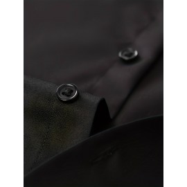 Conjunto de 3 Camisas Sociais Masculinas Slim Fit Manga Comprida - Azul-Petróleo, com Botões e Abotoadura Simples, para Todas as Estações, Vestuário Casual e de Negócios, Forro de Poliéster, Tamanhos Grandes Disponíveis, Camisas Versáteis | Camisa de Cor 